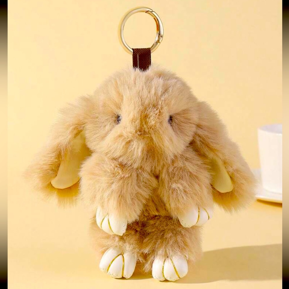 New large stuffed rabbit bag pendant 8 in x 5 in